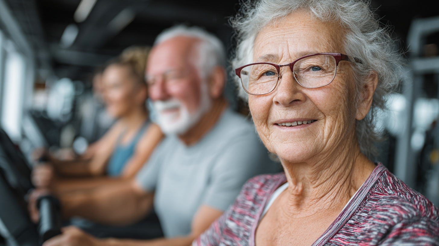 Активні старші люди під час групового тренування